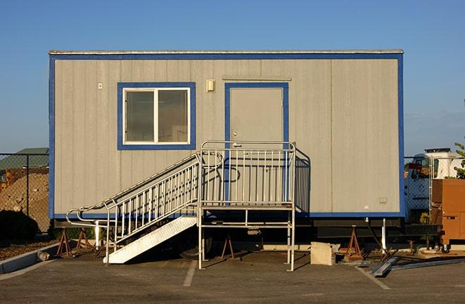 mobile work stations in portable office trailers